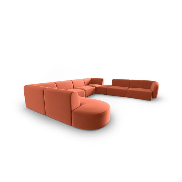 Colțar roz cu tapițerie din catifea (cu colț pe partea dreaptă, în formă de "U") Paolo – Milo Casa-image-2