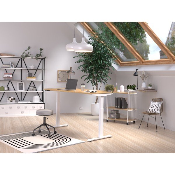 Birou cu blat cu aspect de lemn de stejar cu înălțime ajustabilă electric 80x160 cm Jet – Germania-image-1