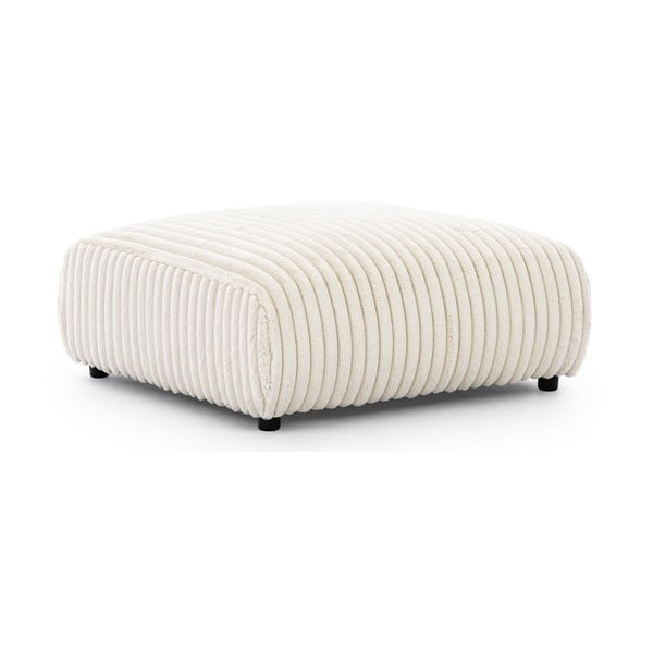 Taburet crem cu tapițerie din catifea reiată Justin – Ropez