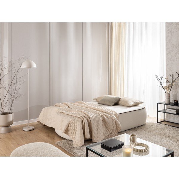 Canapea maro/crem extensibilă/cu spațiu de depozitare cu tapițerie din catifea 210 cm Saga – Ropez-image-2
