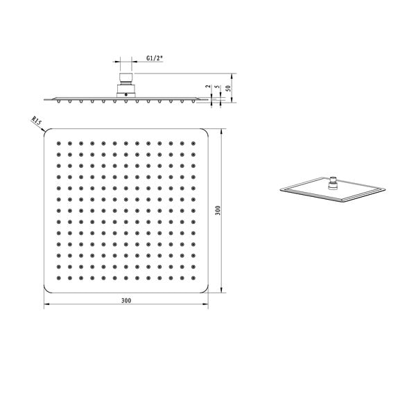 Cap de duș auriu din oțel inoxidabil Slim – Sapho-image-3