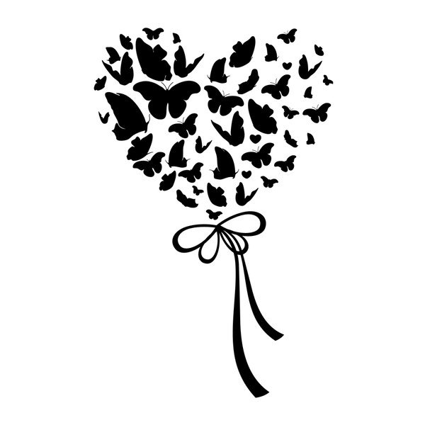 Autocolant Ambiance Cloud Of Butterflies In Heart-image-2