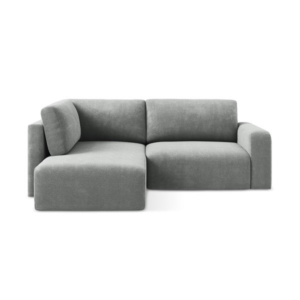 Colțar gri extensibil/cu spațiu de depozitare cu tapițerie din chenille (cu colț pe partea stângă/în formă de ”L”) Kona – Makamii