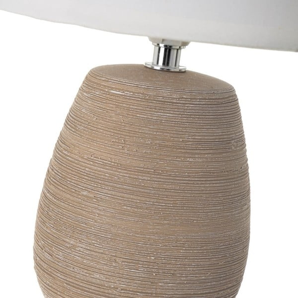 Veioză maro din ceramică cu abajur textil (înălțime 27,5 cm) – Casa Selección-image-3