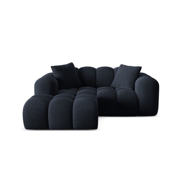 Colțar albastru închis cu tapițerie din chenille (cu colț pe partea stângă/cu șezlong) Treno – Cosmopolitan Design