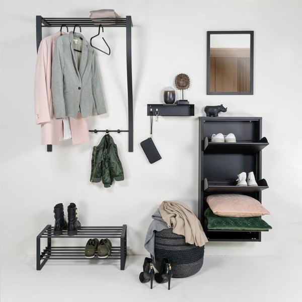 Cuier de perete negru cu raft din metal 75 cm Carve – Spinder Design-image-3