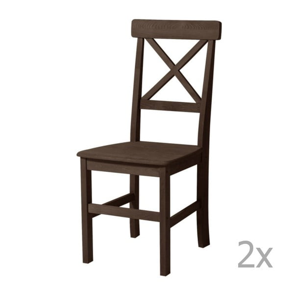 Set 2 scaune din lemn masiv 13Casa Helga, maro închis