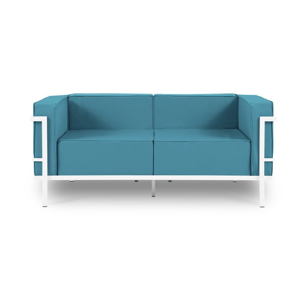 Canapea cu două locuri, adecvată pentru exterior Calme Jardin Cannes, albastru - alb
