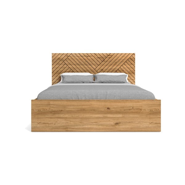 Pat matrimonial cu aspect de lemn de stejar 160x200 cm Zebra – Marckeric-image-4