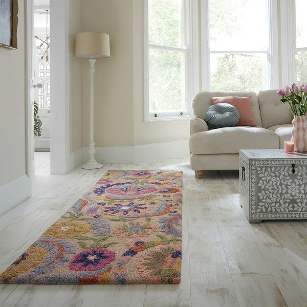 Covor tip traversă țesut manual din lână 80x300 cm Amira Floral  – Flair Rugs-image-1
