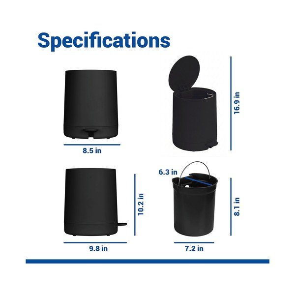 Coș de gunoi negru cu pedală din plastic 5 l Fablo – Wenko-image-4