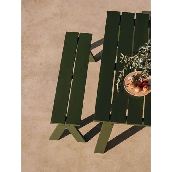 Bancă de grădină verde din lemn masiv Navo – noo.ma-image-1