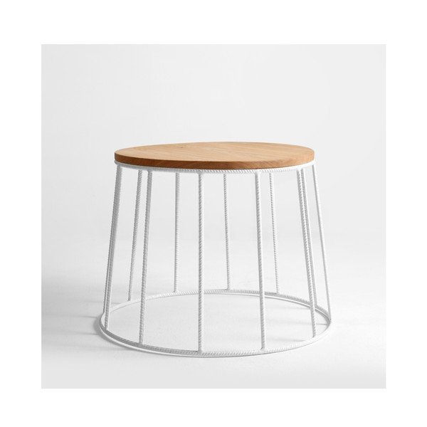 Măsuță de cafea cu blat din lemn de stejar Custom Form Memo, ⌀ 50 cm, alb-natural-image-1