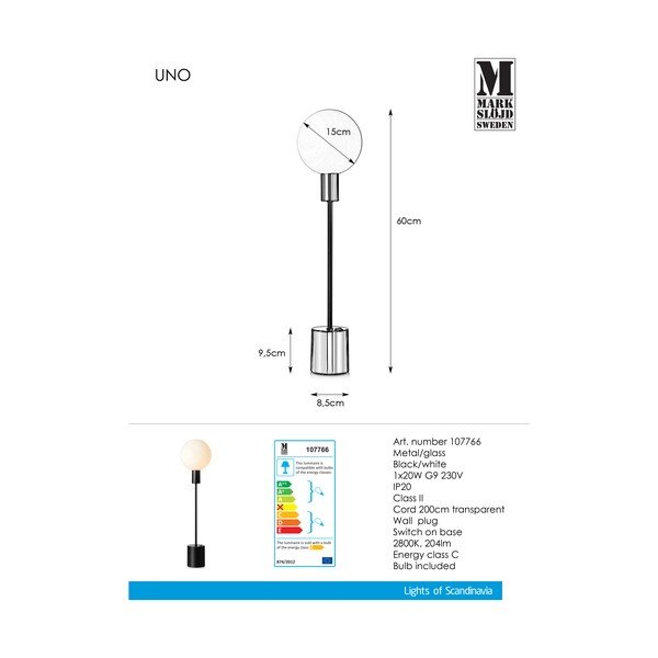 Veioză Markslöjd Uno Table Black, negru-image-2