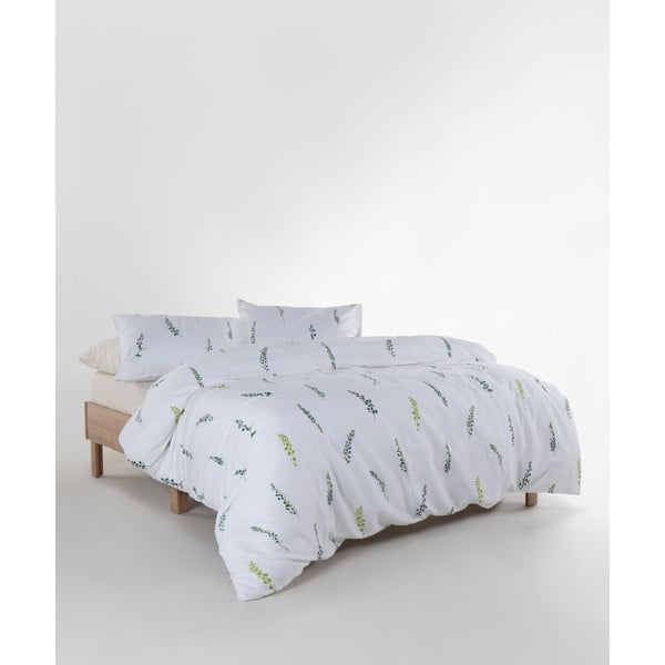 Lenjerie de pat albă-verde din bumbac satinat pentru pat dublu, extinsă 240x220 cm Marseille Floral – Mila Home Luxury-image-2