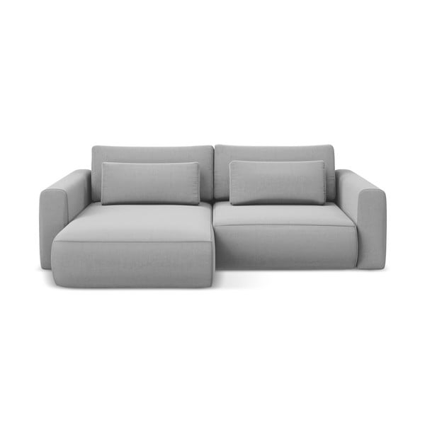 Colțar gri deschis extensibil/cu spațiu de depozitare cu tapițerie din catifea (cu colț pe partea stângă/cu șezlong) Kapua – Makamii