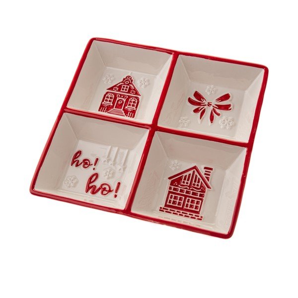 Bol mic alb pentru servire din ceramică  cu model de Crăciun Christmas cottage – Dakls