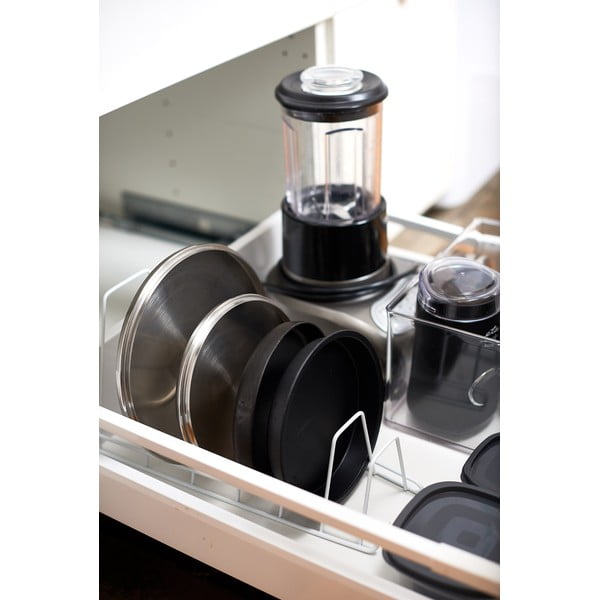 Suport reglabil pentru oale și capace YAMAZAKI Tower, alb-image-4