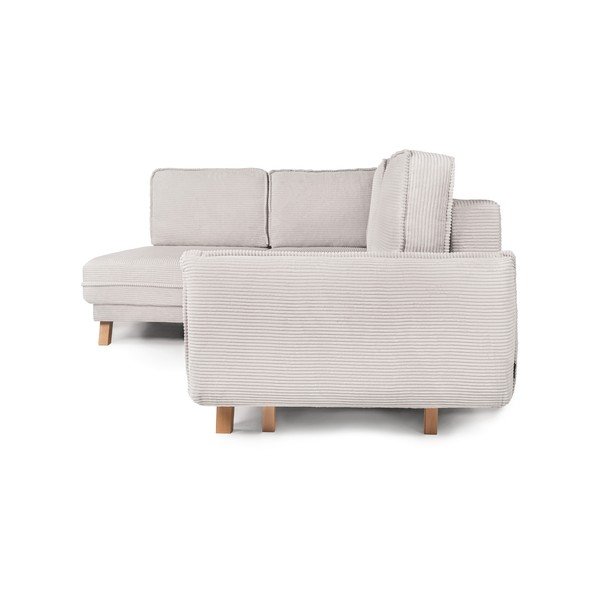 Colțar bej extensibil cu tapițerie din catifea reiată  (cu colț pe partea stângă ) Tori – Bonami Selection-image-3