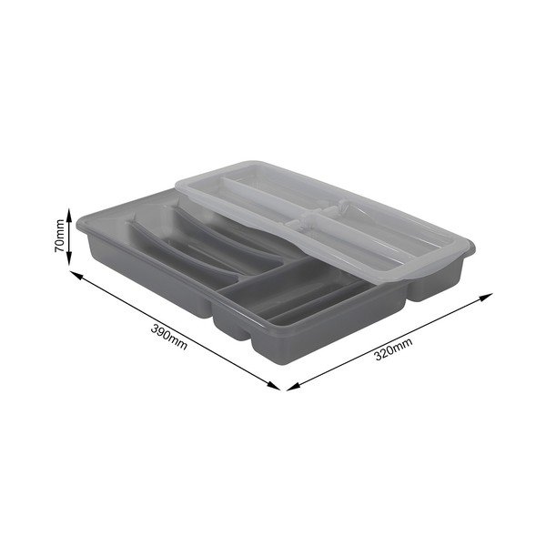 Organizator sertar pentru tacâmuri din plastic 39 x 32 cm Basic Plus - Rotho-image-1