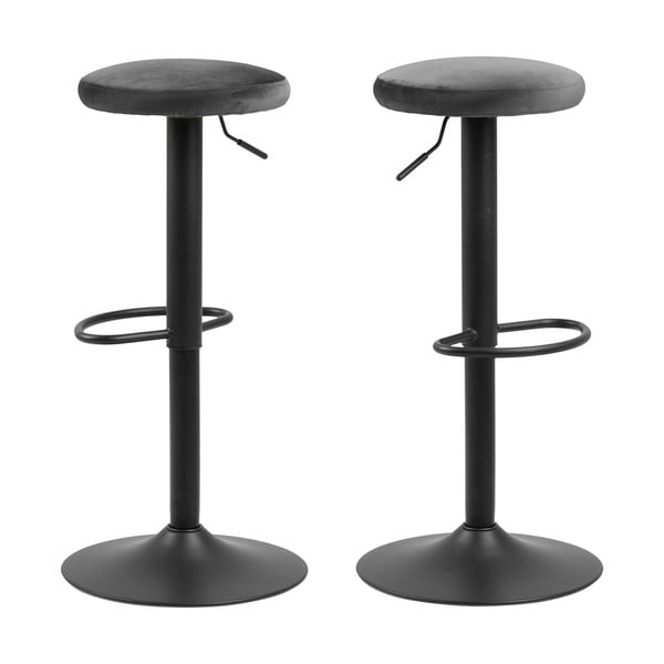 Scaun de bar gri cu înălțime ajustabilă tapițat (înălțime șezut 62 cm) Finch – Actona-image-3