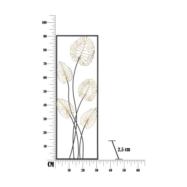 Decorațiune suspendată metalică Mauro Ferretti Luxy -B-, 31 x 90 cm, motive frunze-image-2