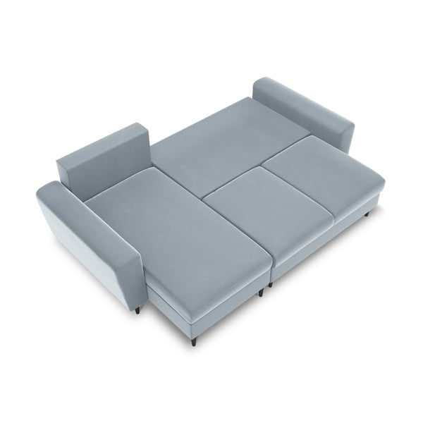 Colțar albastru deschis extensibil, cu spațiu de depozitare cu tapițerie din catifea Kyoto – Cosmopolitan Design-image-1