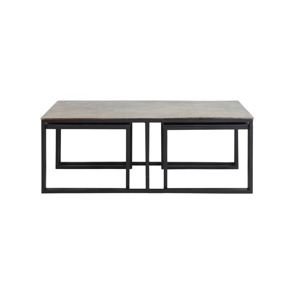 Măsuțe de cafea negre/în culoarea bronz 3 buc. din metal 50x120 cm Kumalu – Light & Living-image-1