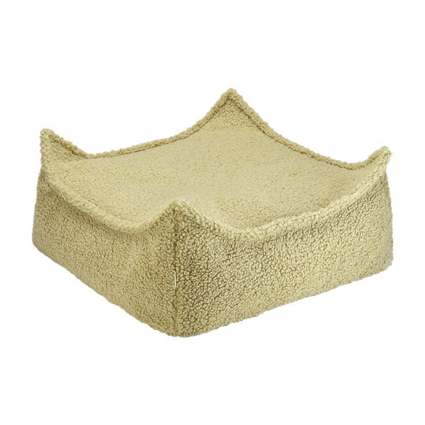 Fotoliu puf pentru copii verde cu tapițerie din țesătură bouclé Square – Wigiwama