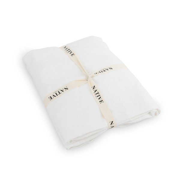 Lenjerie de pat albă din in pentru pat de o persoană 135x200 cm Blanco – Native Natural-image-3