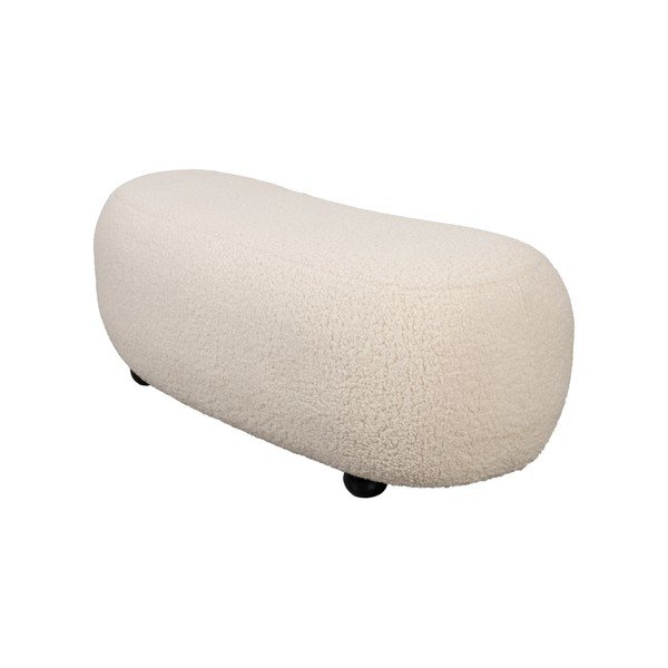 Bancă crem capitonată cu tapițerie din țesătură bouclé Noxx – White Label-image-3