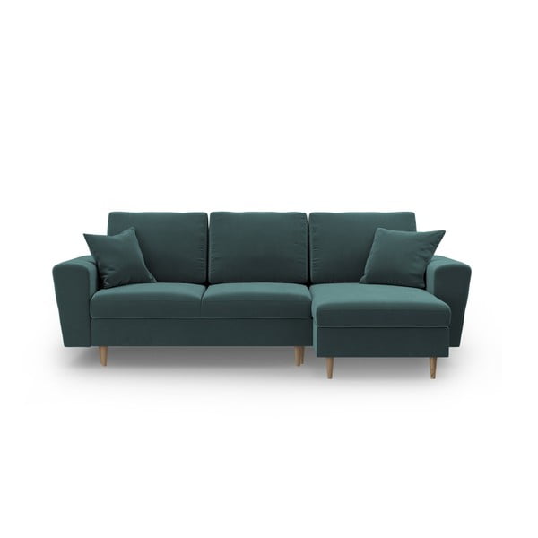 Colțar petrol extensibil, cu spațiu de depozitare cu tapițerie din catifea Kyoto – Cosmopolitan Design