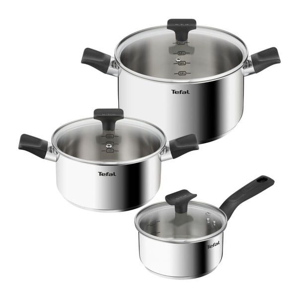 Set de vase pentru gătit 6 buc. din oțel inoxidabil Delicious B925S655 – Tefal