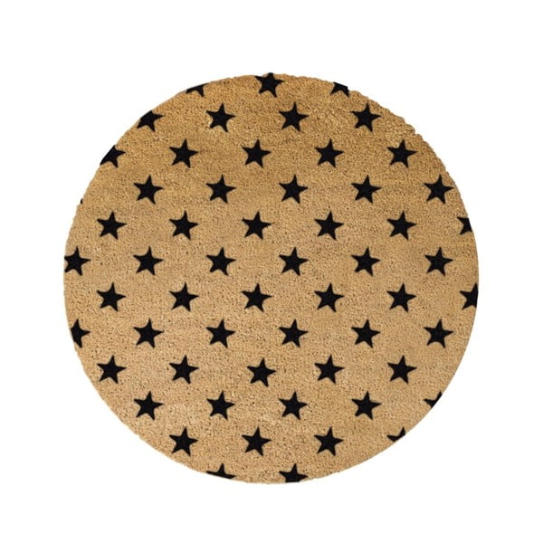 Covoraș intrare rotund fibre de cocos Artsy Doormats Stars, ⌀ 70 cm, negru