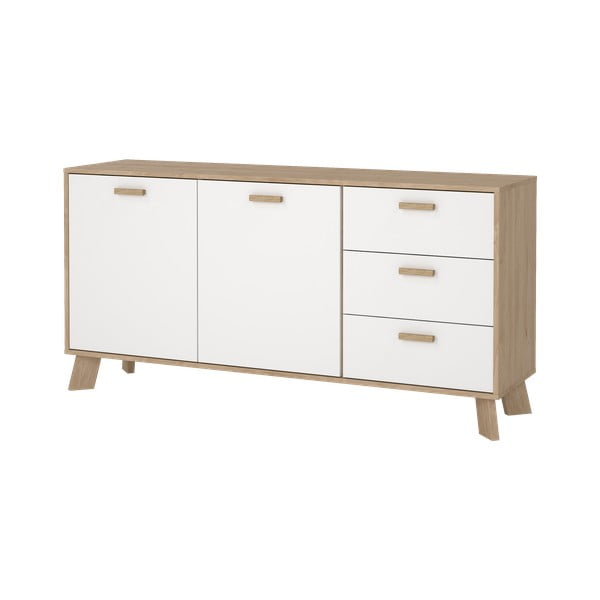 Comodă albă-în culoare naturală cu aspect de lemn de stejar 147x73x39 cm Ikast – Tvilum-image-4