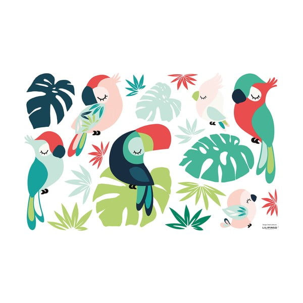 Folie cu stickere 64x40 cm Monstera Toucan Perroquets – Lilipinso