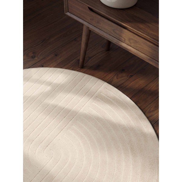 Covor crem țesut manual rotund din lână ø 120 cm Arcura – Vikosa-image-2