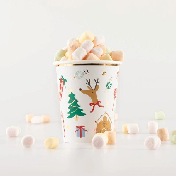 Pahare de unică folosință 8 buc. din hârtie Jolly Christmas – Meri Meri-image-1