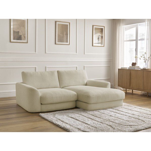 Colțar bej cu tapițerie din țesătură bouclé (cu colț pe partea dreaptă/cu șezlong) Leonore – Bobochic Paris-image-4