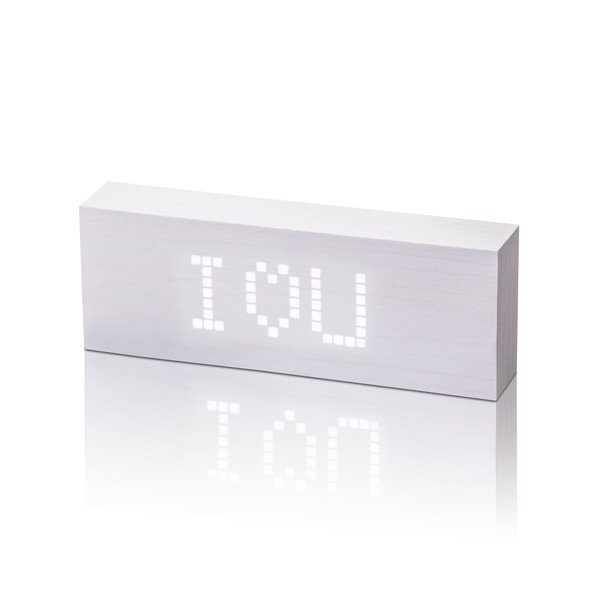 Ceas deșteptător cu LED Gingko Message Click Clock, alb-image-2