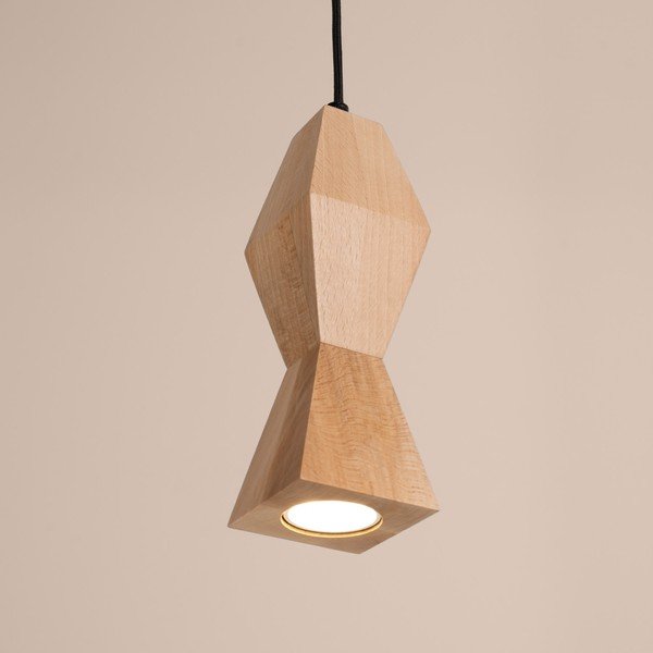 Lustră în culoare naturală din lemn de fag ø 8 cm Cubo – Sollux-image-3