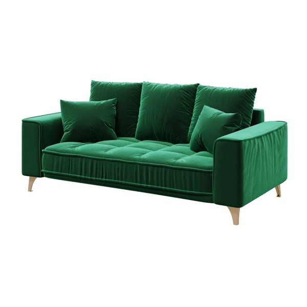 Canapea din catifea devichy Chloe, 204 cm, verde închis-image-2