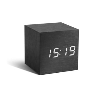 Ceas deșteptător cu LED Gingko Cube Click Clock, negru - alb