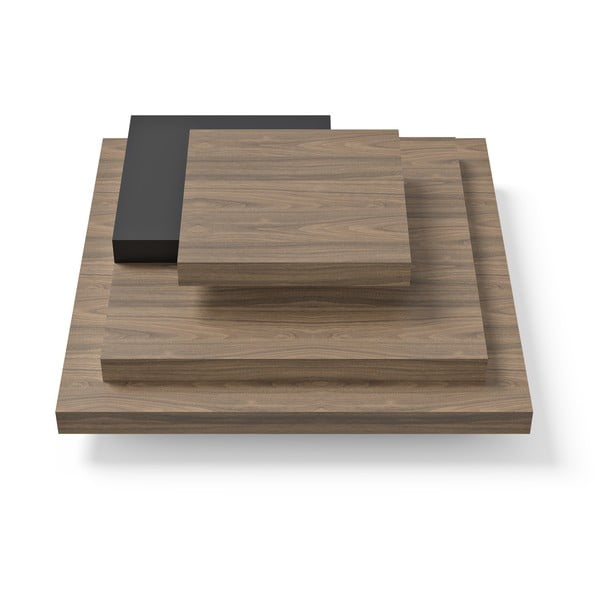 Măsuță de cafea negru-natural  cu aspect de lemn de nuc 110x110 cm Slate – TemaHome-image-3