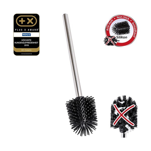 Perie de WC argintiu-lucios din oțel inoxidabil Ø 8 cm – Wenko-image-1