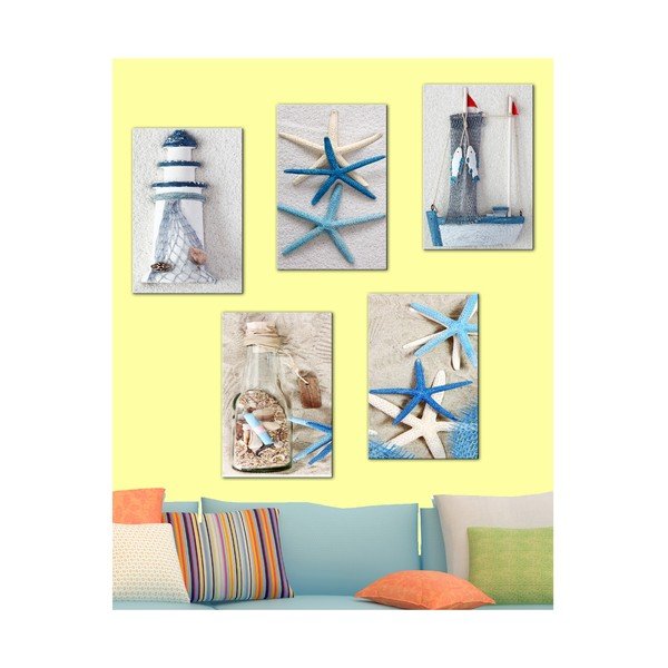 Set 5 tablouri Tablo Center Blue Sea-image-1