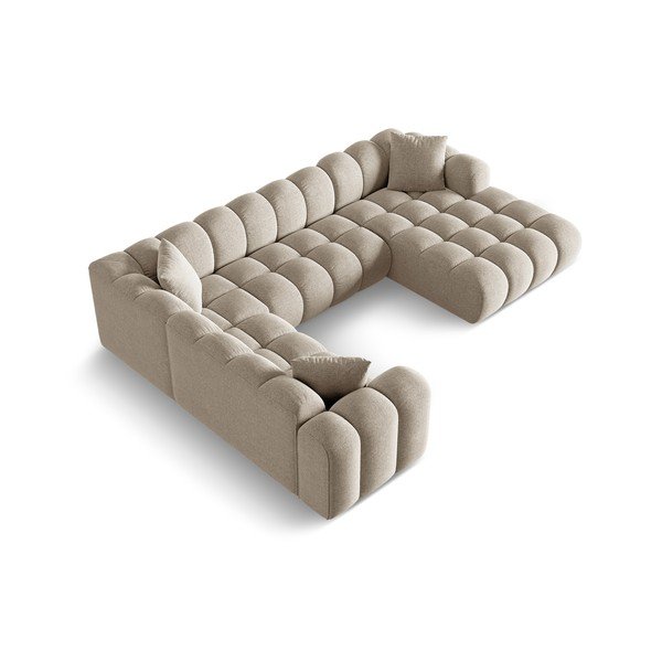 Colțar maro deschis cu tapițerie din chenille (cu colț pe partea stângă/în formă de "U") Treno – Cosmopolitan Design-image-2