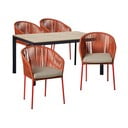 Set mobilier de grădină pentru 4 persoane cu scaune roșii Trapani și masă Thor, 147 x 90 cm