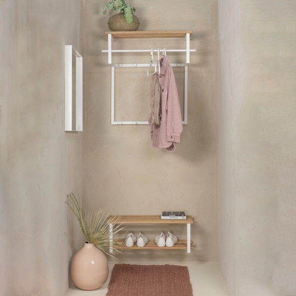 Cuier de perete alb/în culoare naturală cu raft din metal 76 cm Rizzoli – Spinder Design-image-3