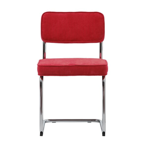 Scaun de dining roșu din catifea reiată Rupert – Unique Furniture-image-3